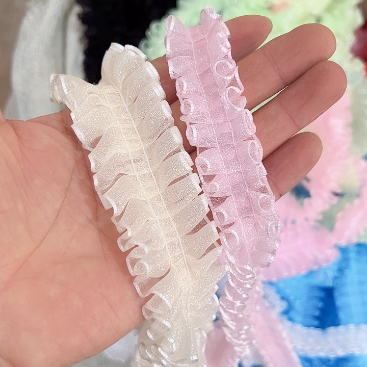 4的珍珠纱打皱烟粉米色各10码材料