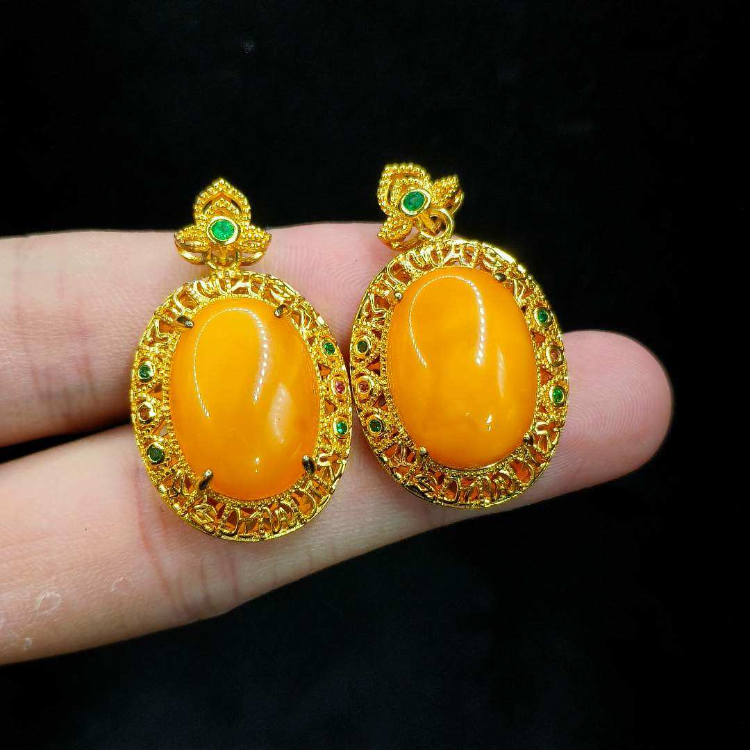 【龙想精选】蜜蜡蛋面吊坠赠链XP9【多样性发其一】约18-13mm