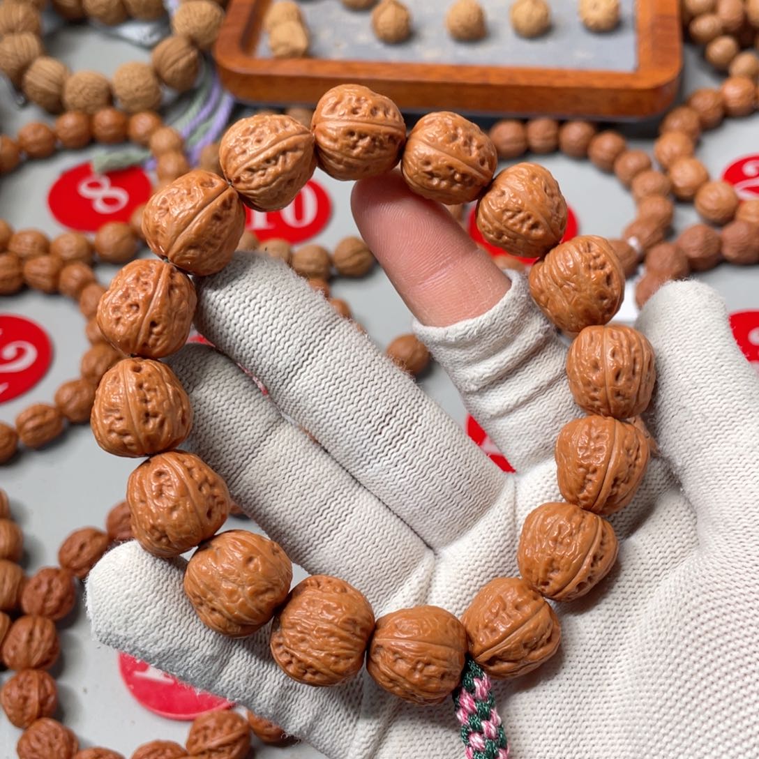 文玩核桃手串贝壳金蟾18mm