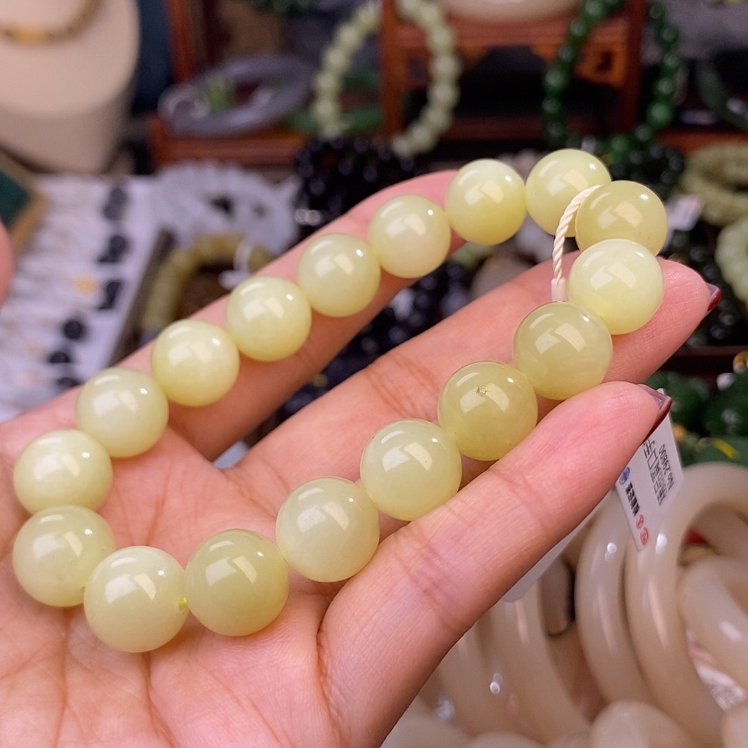 和田玉清货价黄口手链12m未镶嵌