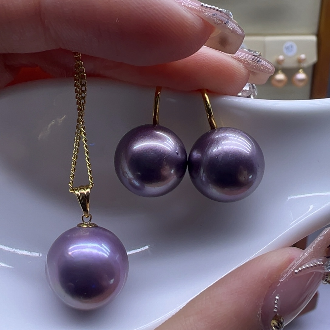 淡水珍珠吊坠(赠链)18K金镶嵌