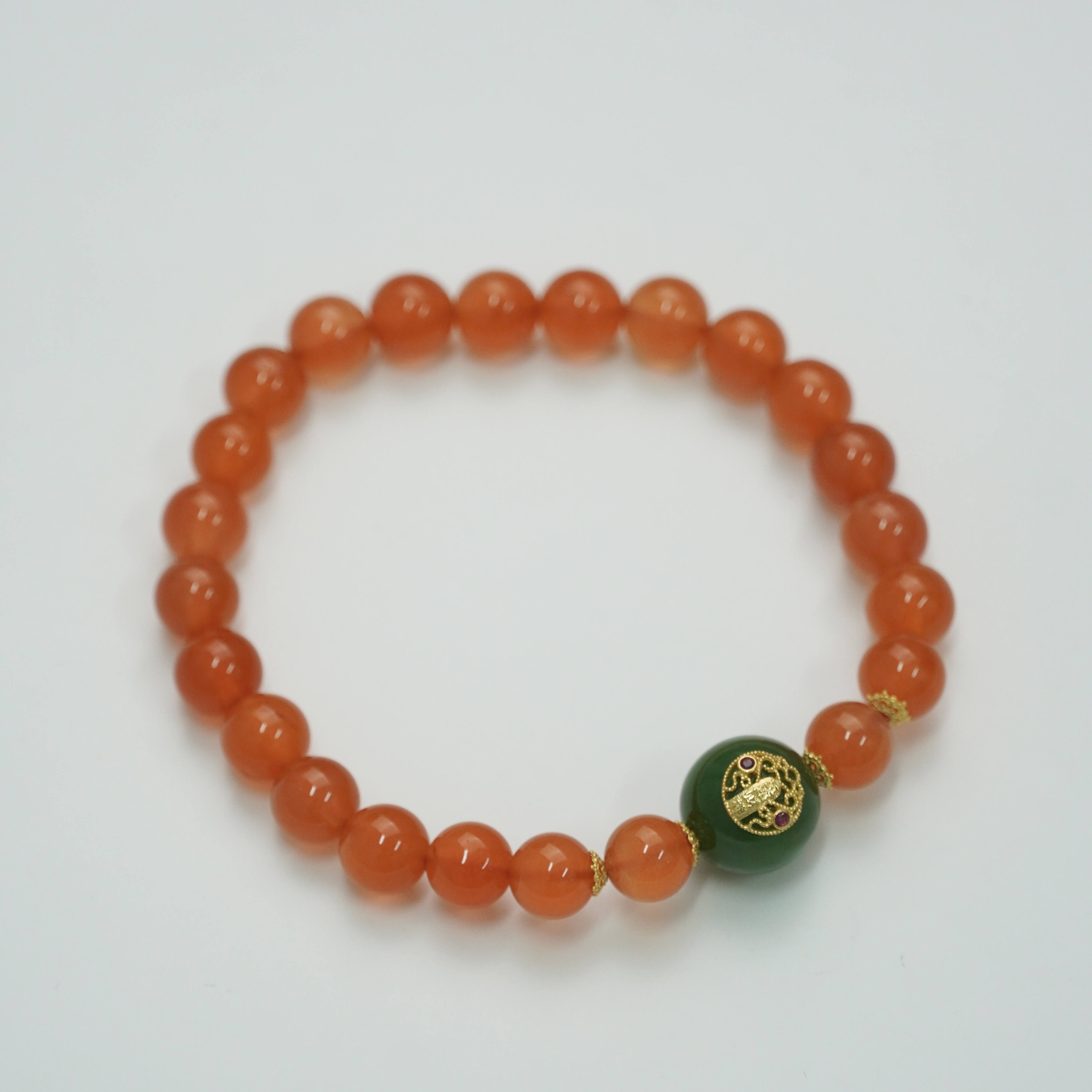 【不二】冰红-保山河湾料南红18K金DIY手串7mm（多样性发）