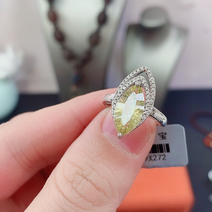 黄晶戒指戒指银S925镶嵌