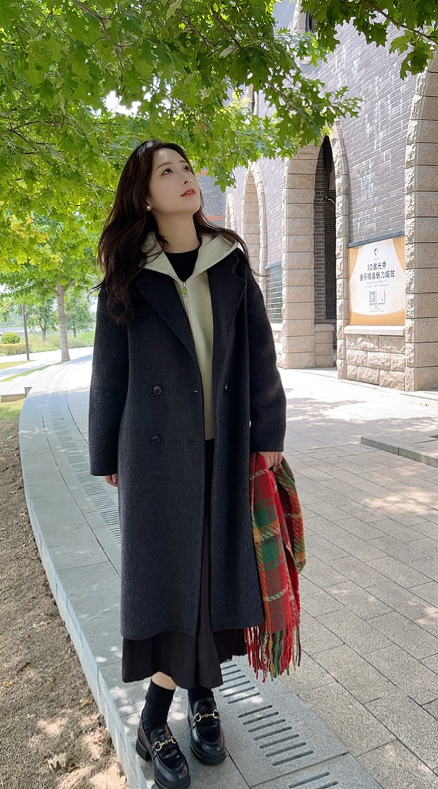 【长款】【小个子单件】150小个子四粒韩版大衣高端手缝宽松宽松羊毛