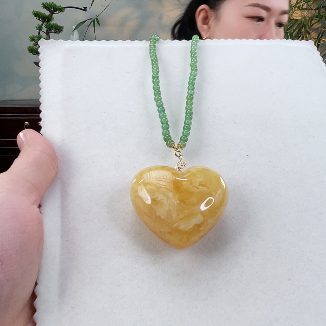 蜜蜡颈饰18K金镶嵌蜜蜡