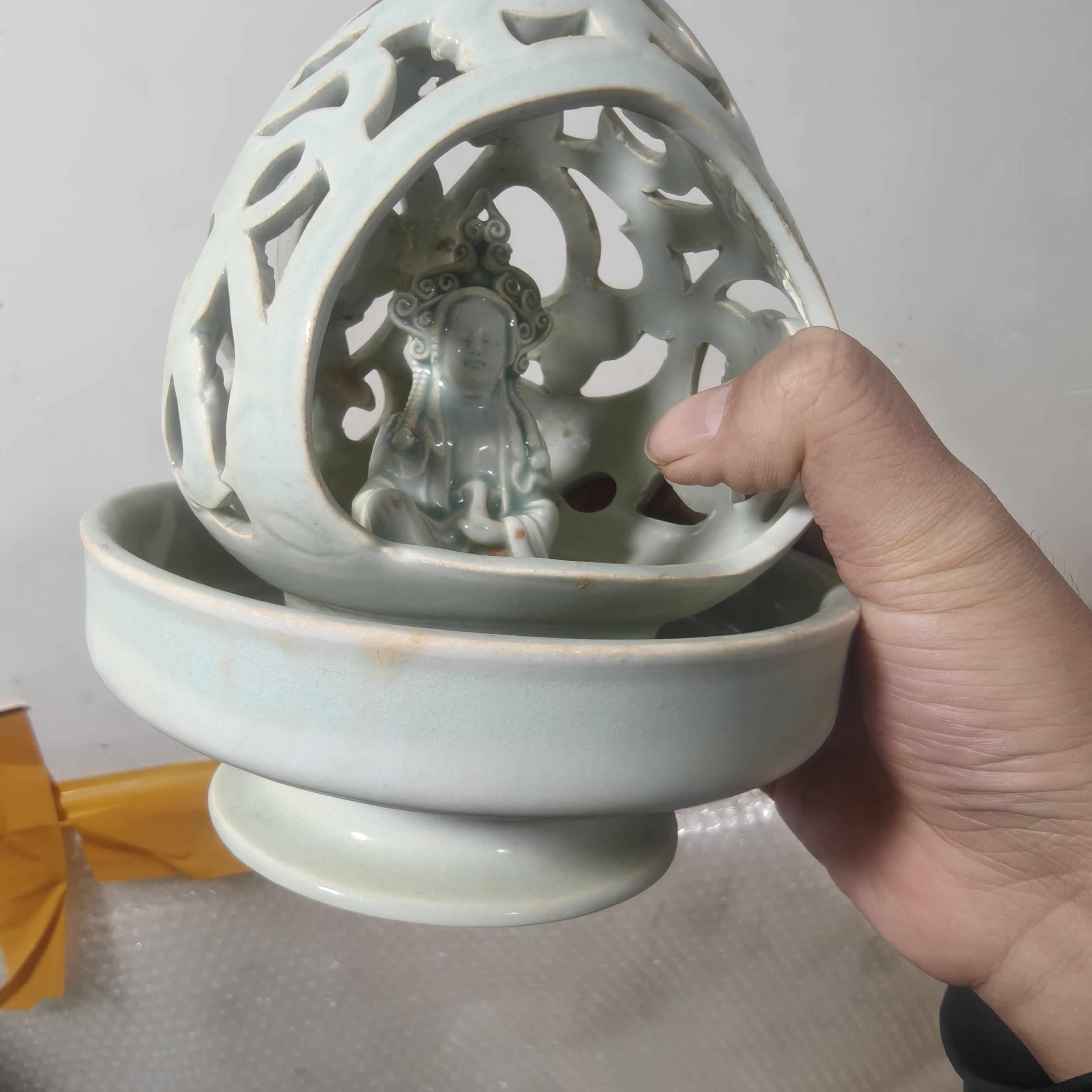 青釉陶瓷香炉家用室内打香篆禅意熏香摆件