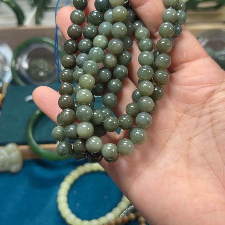 和田玉颈饰未镶嵌108卡8且末蓝