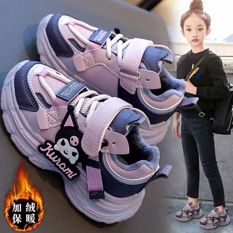 爆款女童运动鞋加绒保暖儿童老爹鞋2025秋冬季新款女孩运动跑步鞋
