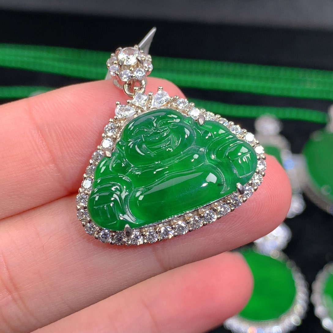 翡翠吊坠(不含链)银S925镶嵌