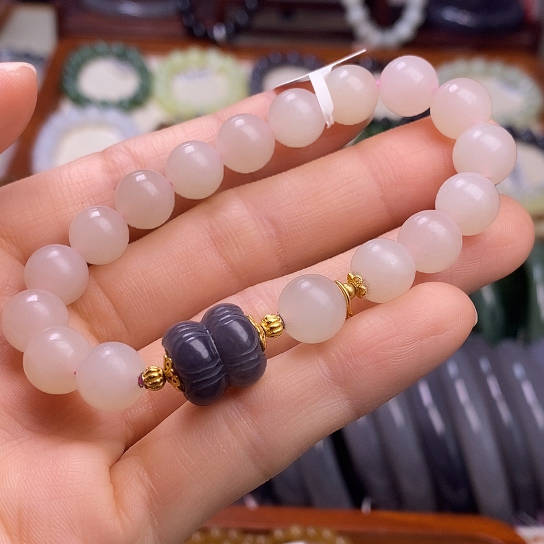 颈饰未镶嵌和田玉藕粉10mm手串