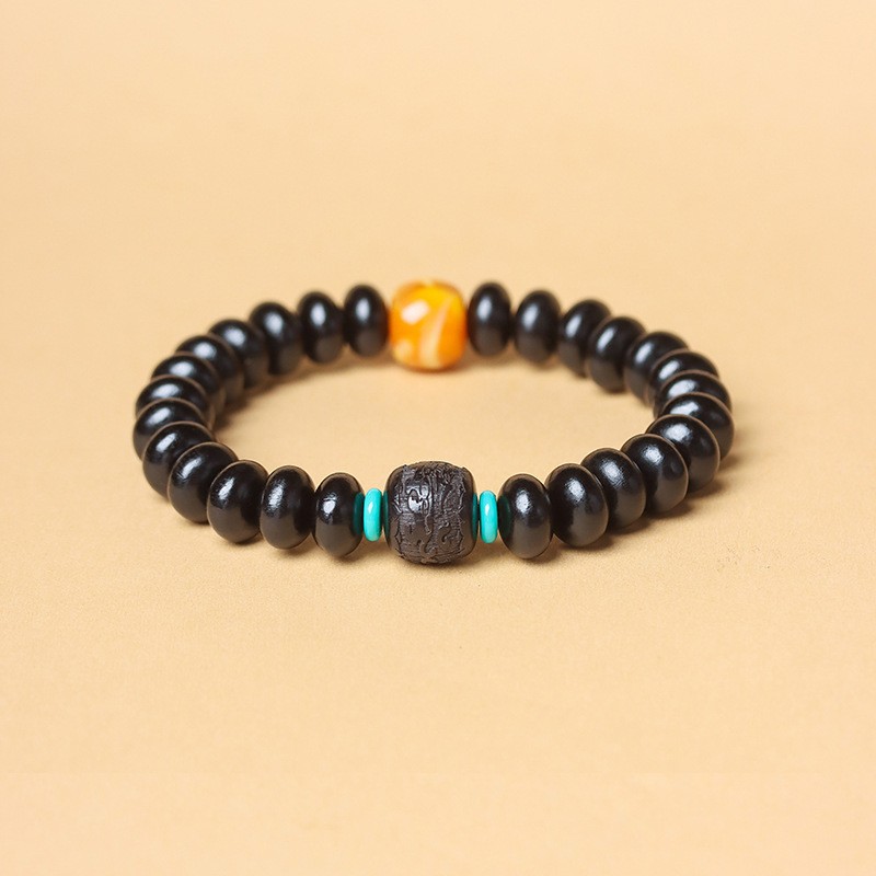 黑檀算盘珠卡10单圈手串风车木无礼盒 045