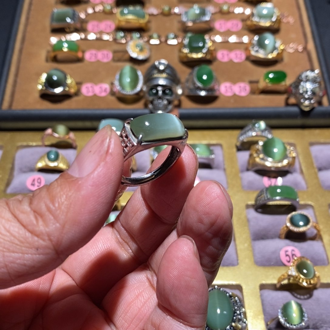 和田玉（碧玉）戒指未镶嵌啾**啾