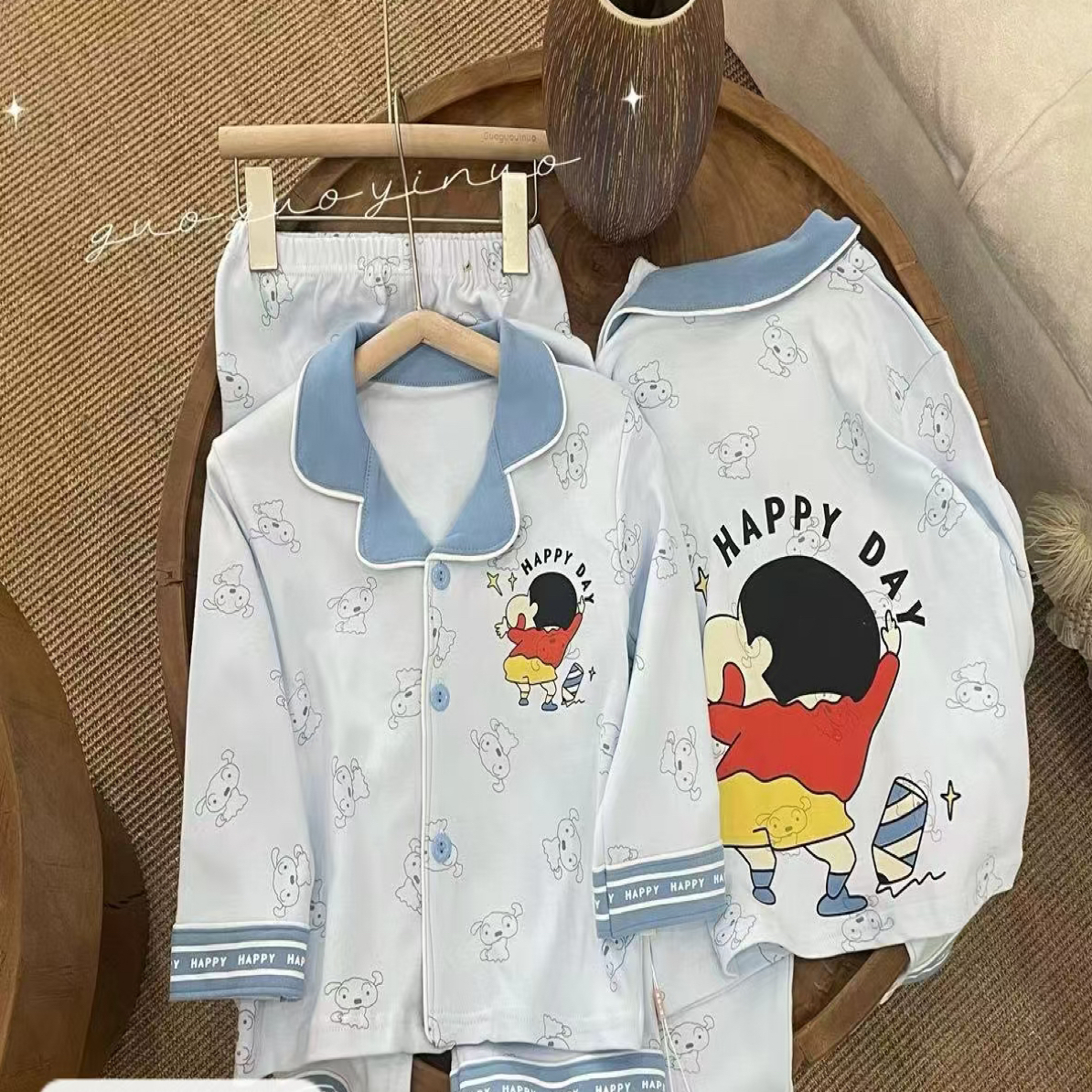 果果一诺家居服男女童纯棉睡衣套装秋季家居服大童170-190码数