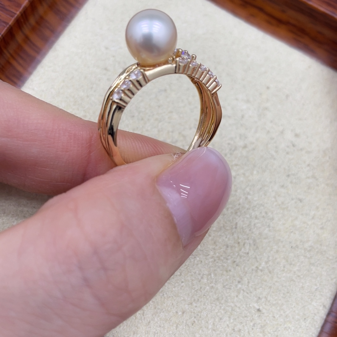 海水珍珠戒指银S925镶嵌