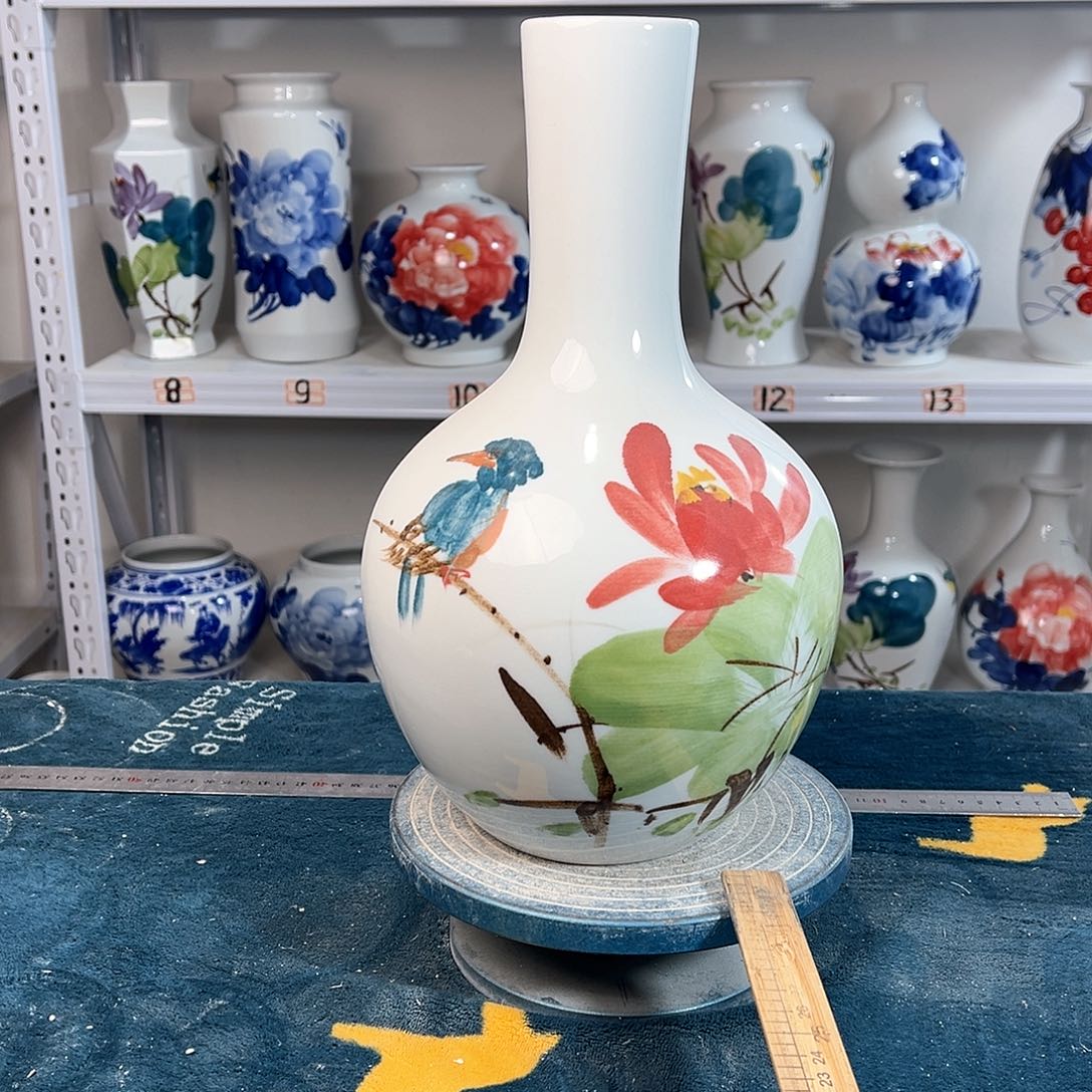 摆件景德镇陶瓷天绿鸟