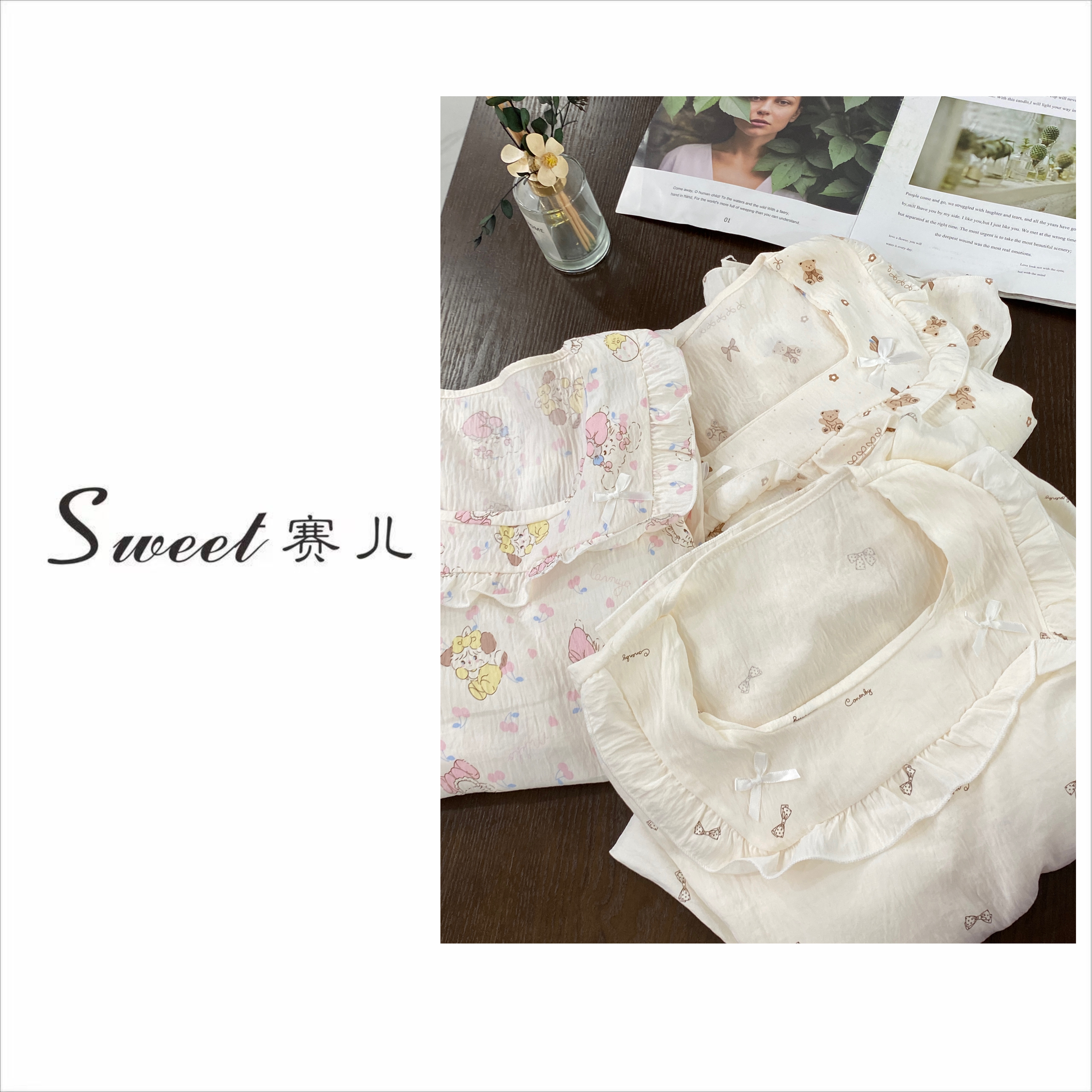 【赛儿专属】｛2159｝花边蝴蝶结自带胸垫睡裙