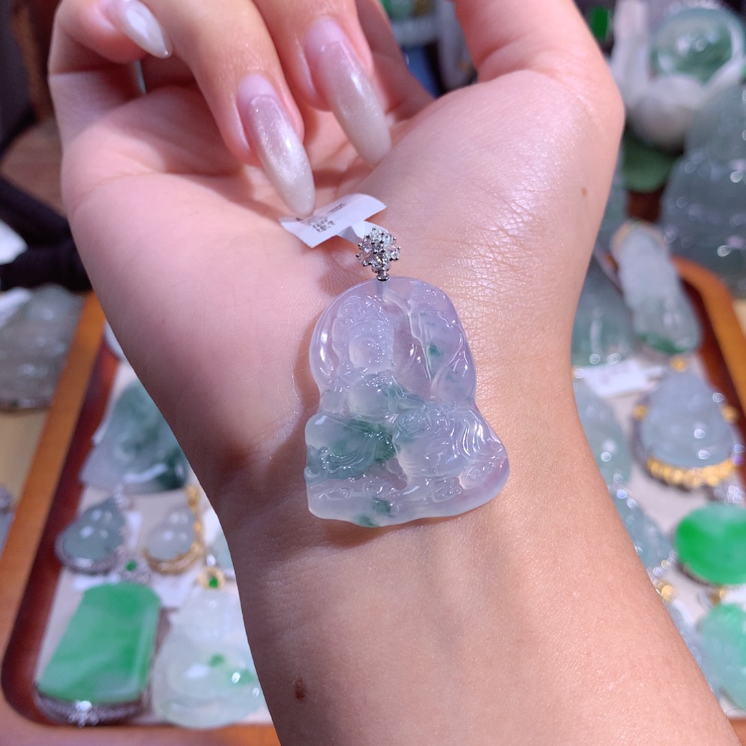 翡翠吊坠(不含链)18K金镶嵌