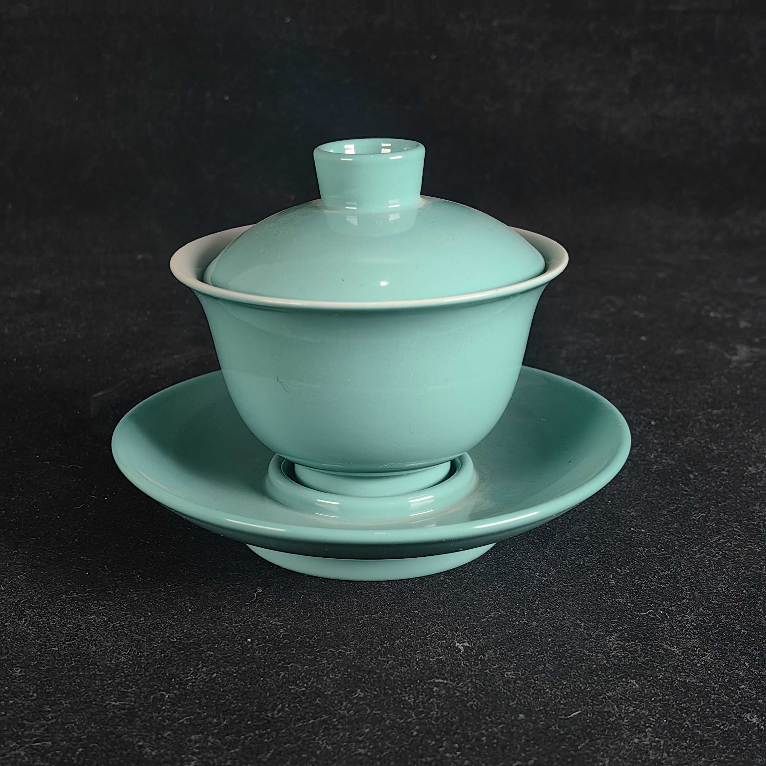 天青釉三才盖碗   