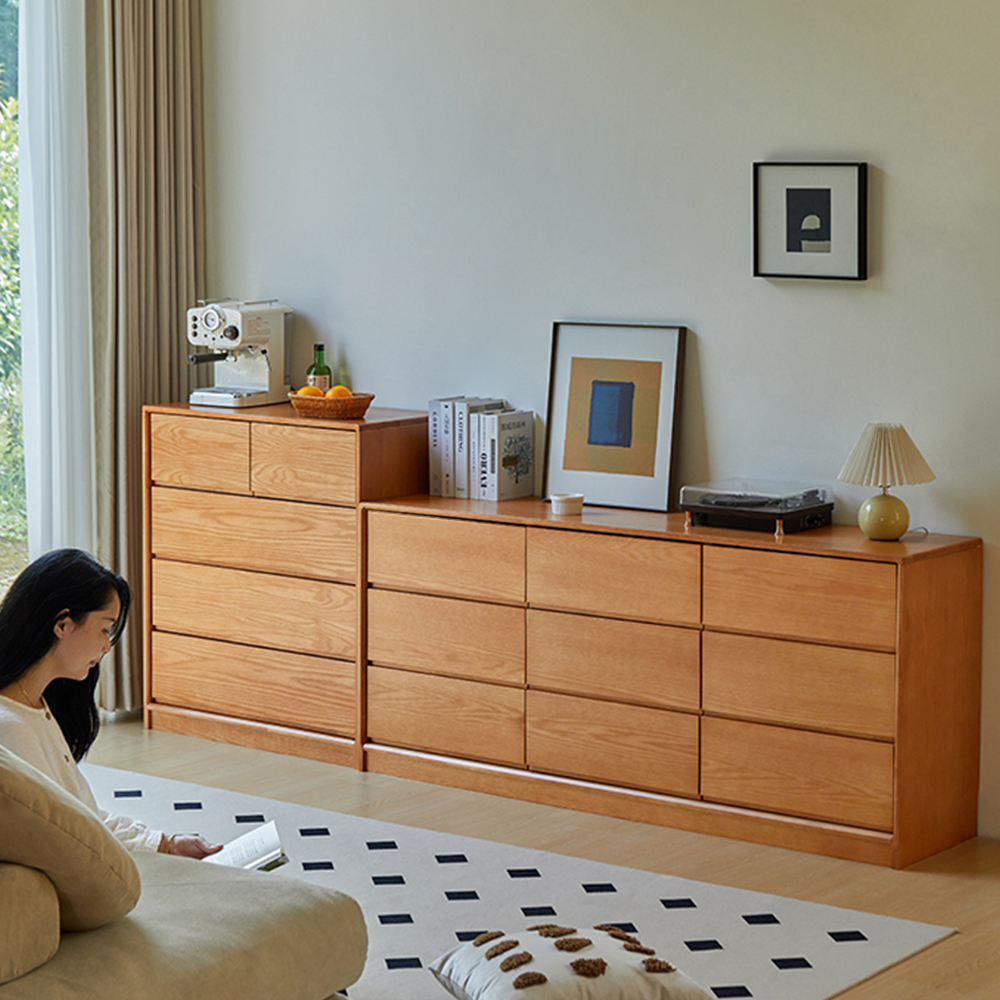 繁丰实木九斗柜电视柜卧室置物柜简约收纳柜客厅抽屉储物柜五斗柜