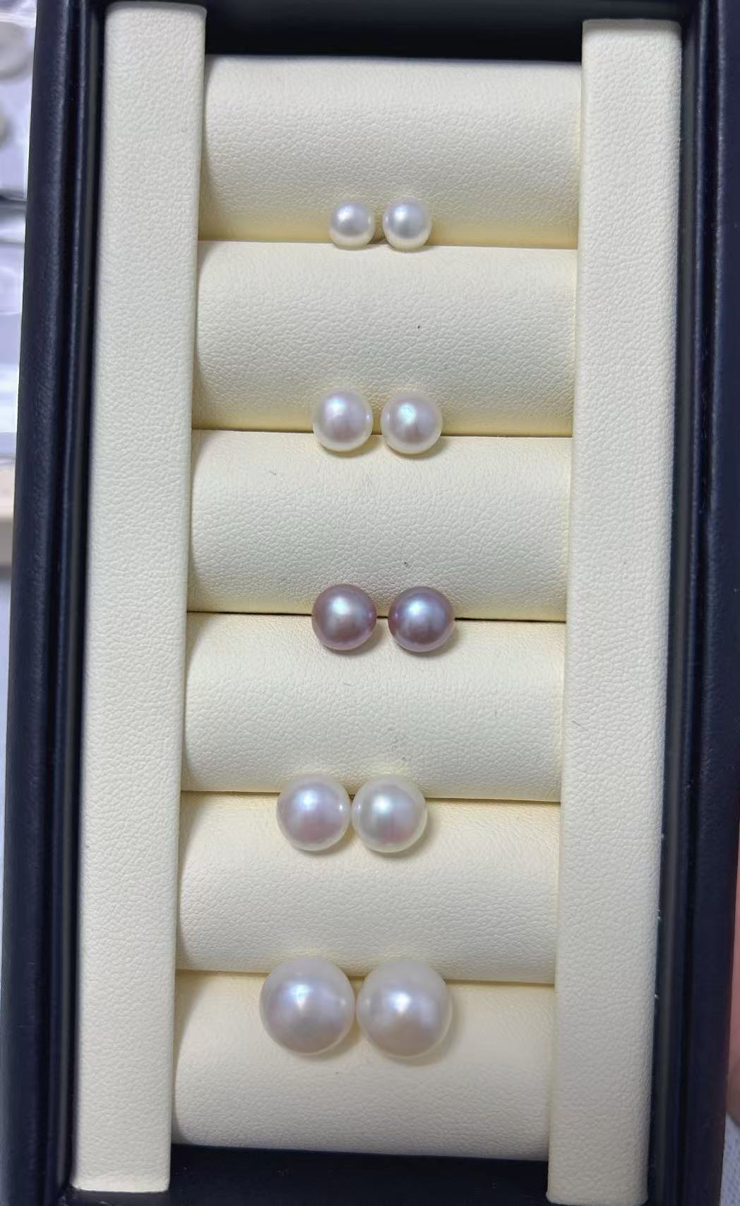 一单一拍淡水珍珠耳钉天然无核珍珠S925银耳针大点位百搭高亮耳饰