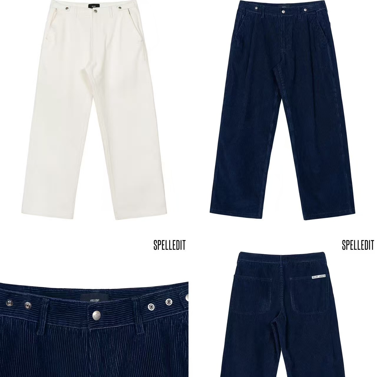 spelledit冬新品 正品no退换 系带灯芯绒休闲长裤宽松直筒裤子女