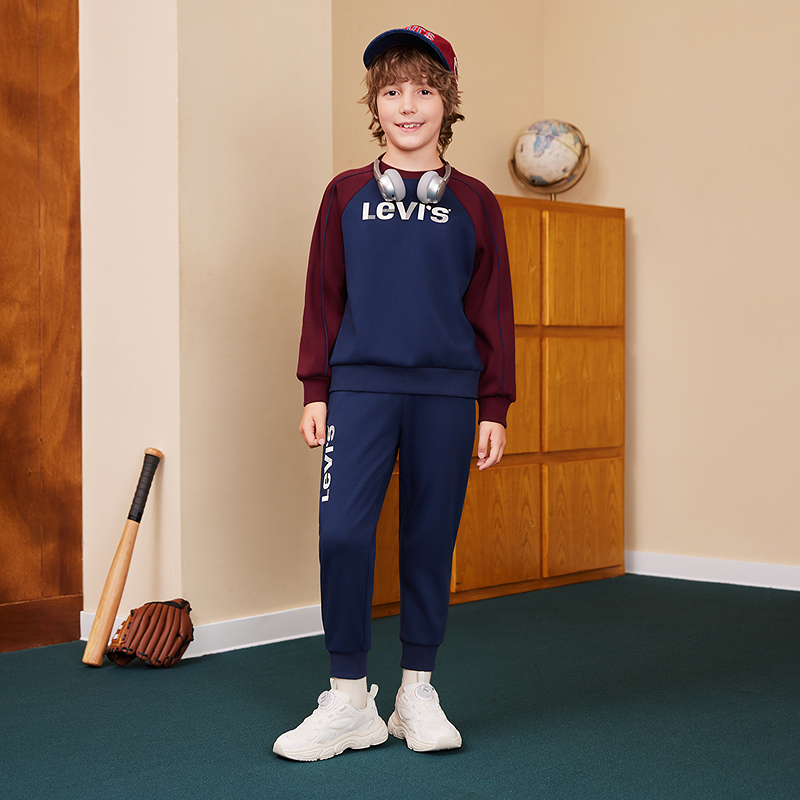 【官方旗舰】Levi's李维斯儿童童装潮流拼接卫衣套装LVN-F8-P908