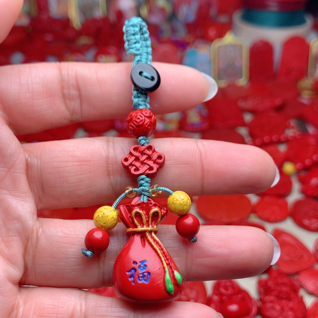 天然辰砂工艺品朱砂钥匙扣