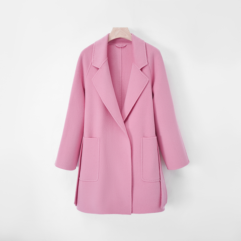 双面呢雅丹风大衣气质韩版时尚宽松显瘦小个子百搭毛呢外套88301
