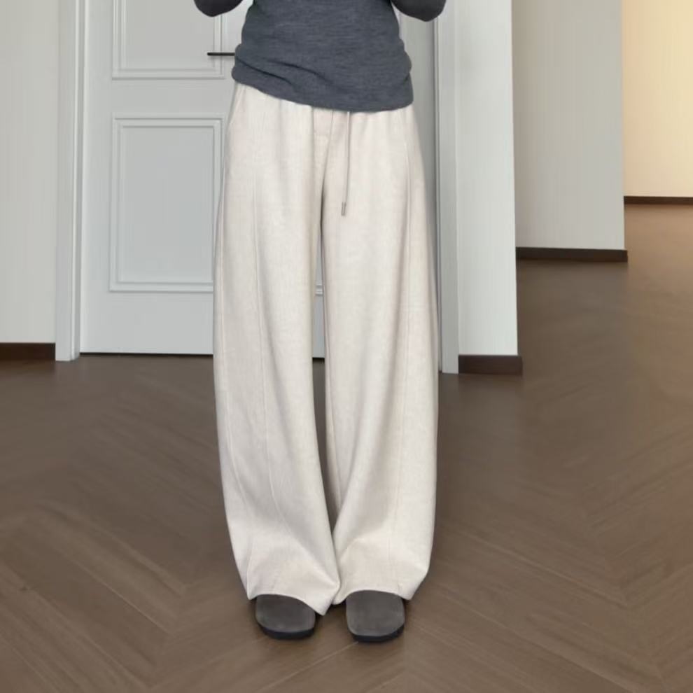 【落川予梦】再生纤维素软糯垂感斜纹时尚显瘦宽松镰刀拖地裤子女