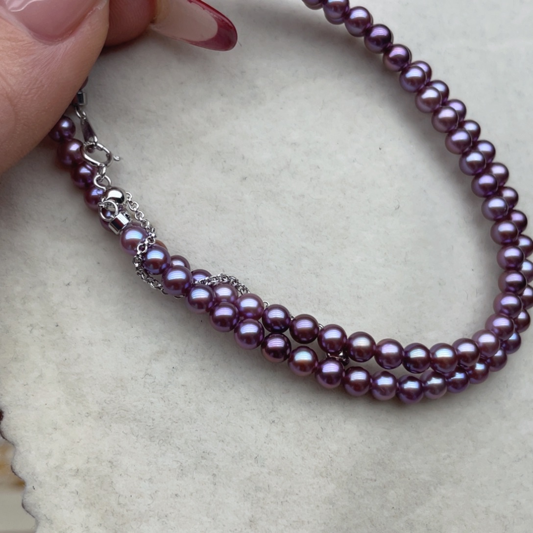 银S925镶嵌淡水珍珠项链E71