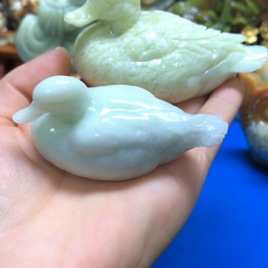 华***子石材家居装饰摆件两只小鸭