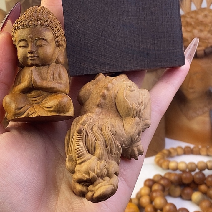 檀香木手串/手链境*佛神兽无事牌焦糖