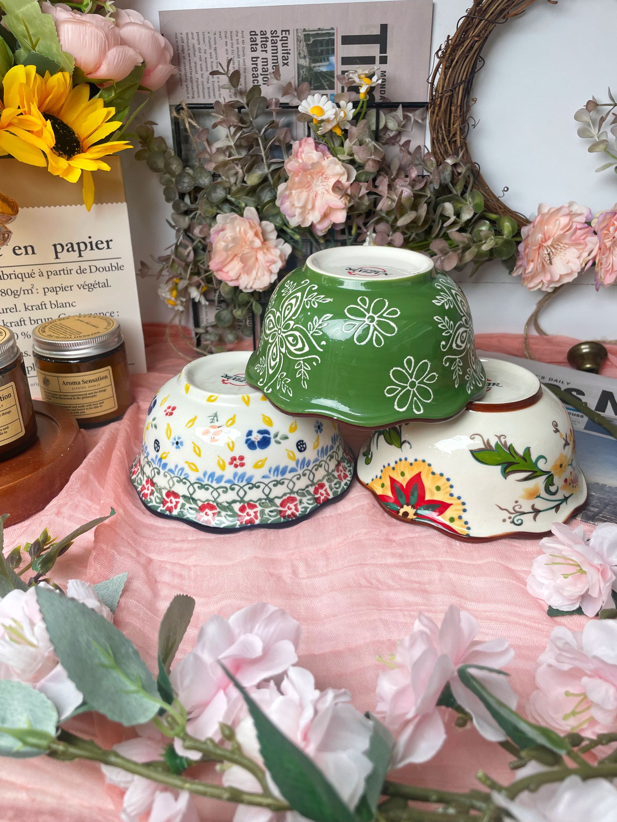 【四色米饭碗】5.2英寸陶瓷轻奢手工复古米饭碗奶茶碗四只装