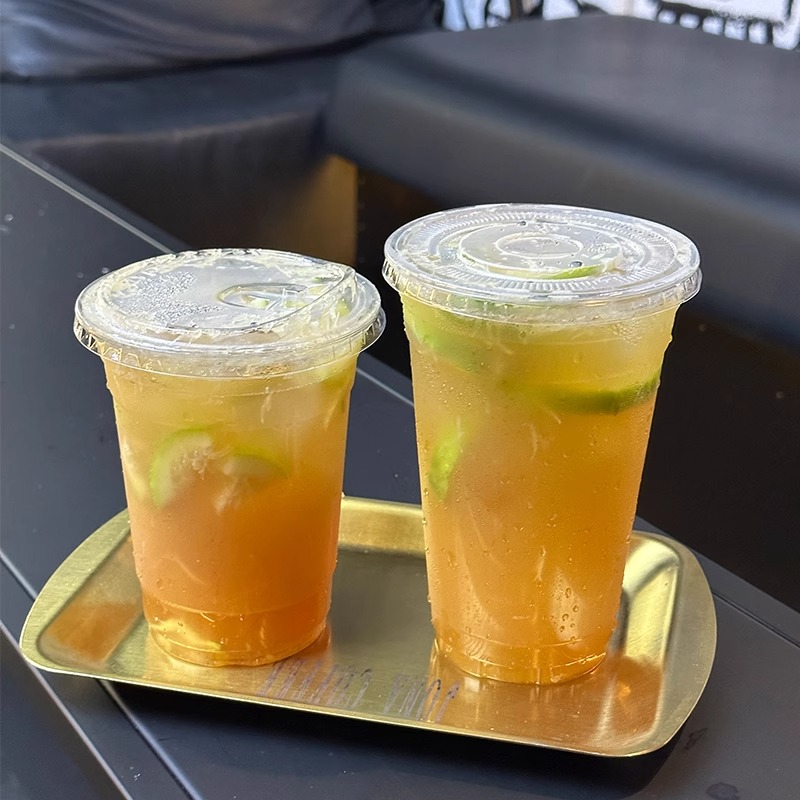 一次性PET冷饮定制logo透明PET奶茶杯美式外带冰咖啡杯98口径