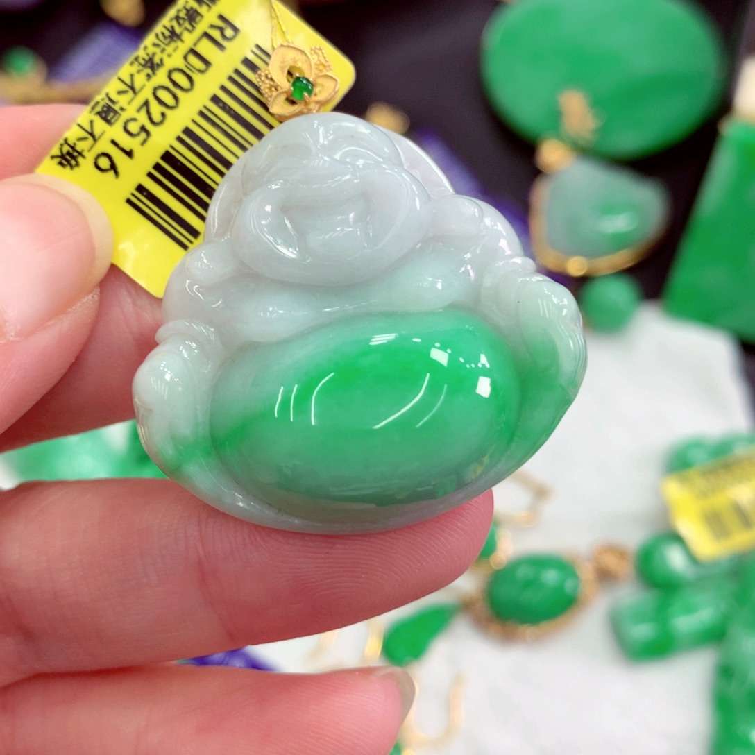 吊坠(不含链)18K金镶嵌翡翠