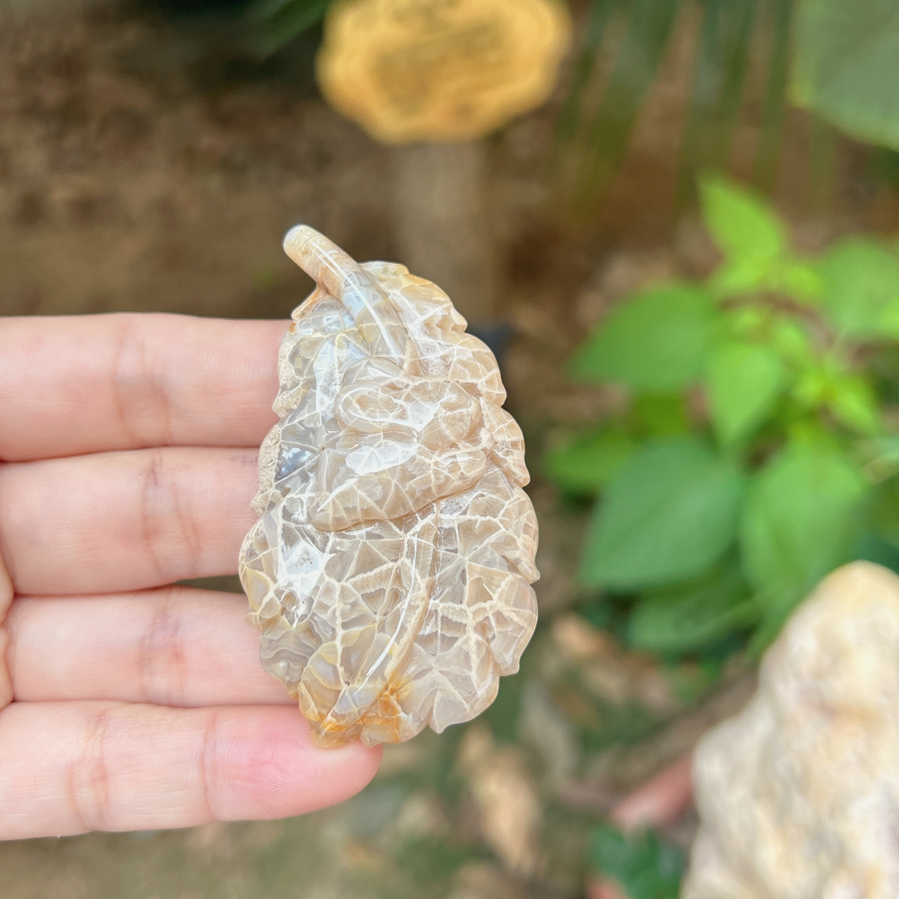 天然珊瑚玉雕刻件玉石挂件吊坠珊瑚玉万花筒叶子兔