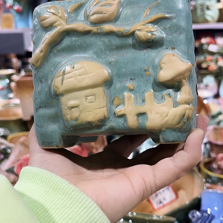 瓷片花盆多肉植物艺术品