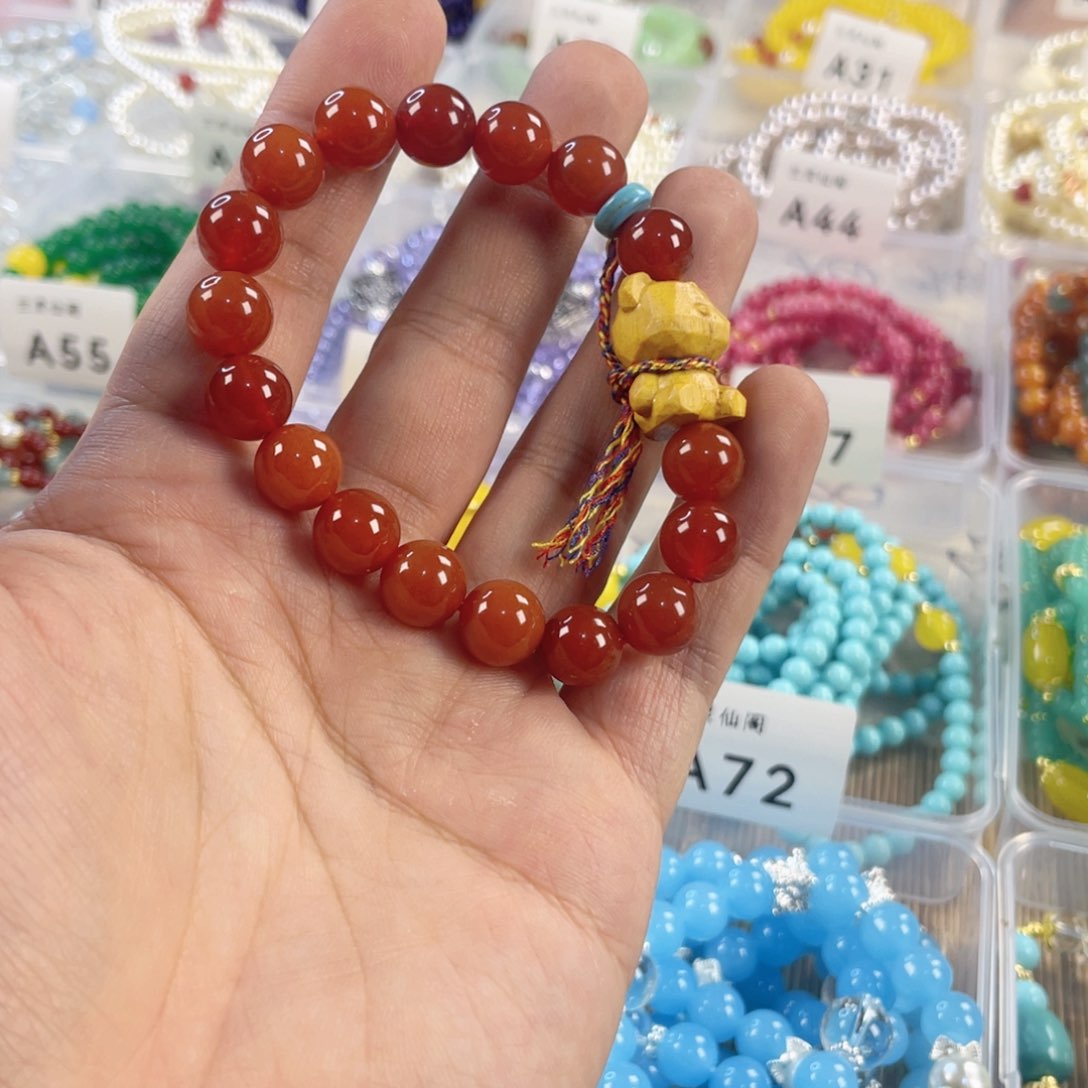 檀香紫檀（小叶紫檀）手串银S925镀金镶嵌