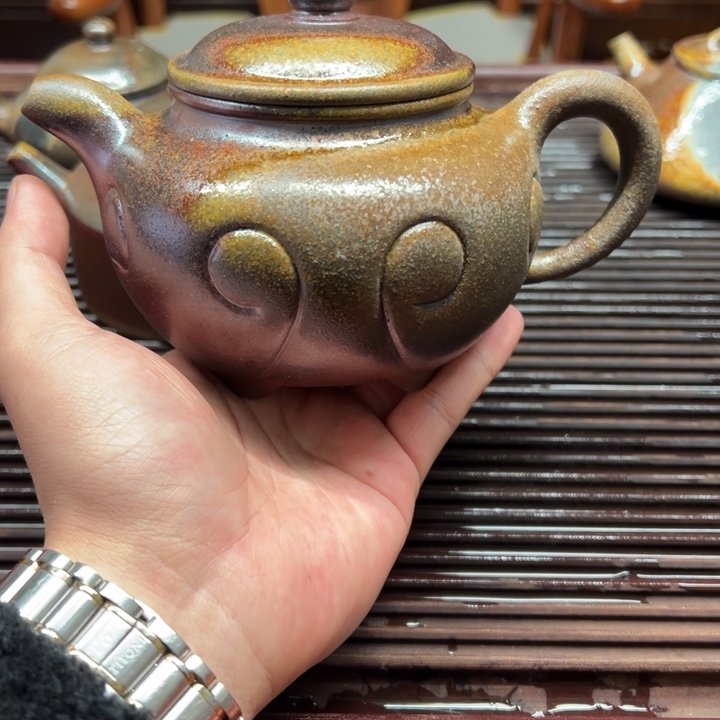 紫砂茶壶楠*如意柴烧大号