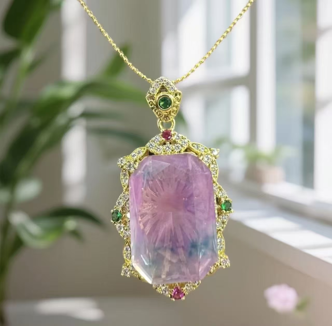 ｛老三高端甄选｝d027飘紫花时尚吊坠