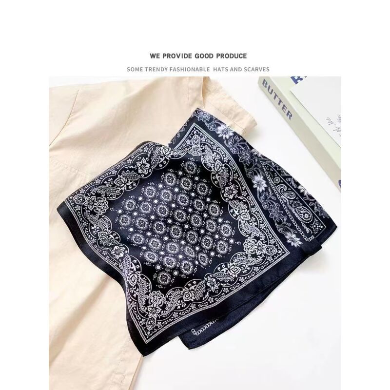 A94 黑色拼接腰果  围巾 67*67左右 T1