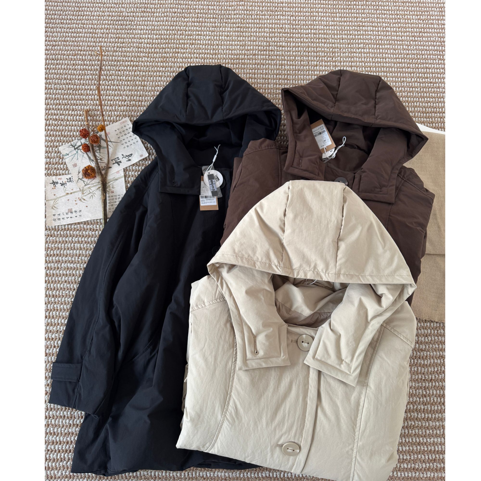 25266  冬季新款加厚连帽宽松中长款羽绒服