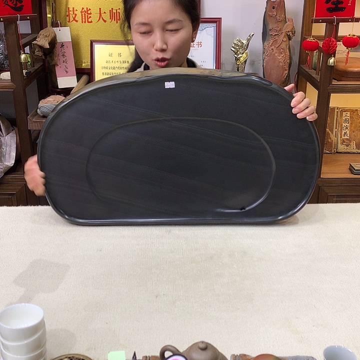 @***o歙砚石茶盘，尺寸：63.5*35*4.3