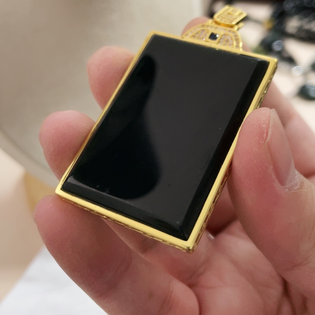 翡翠银S925镀金镶嵌颈饰翡翠