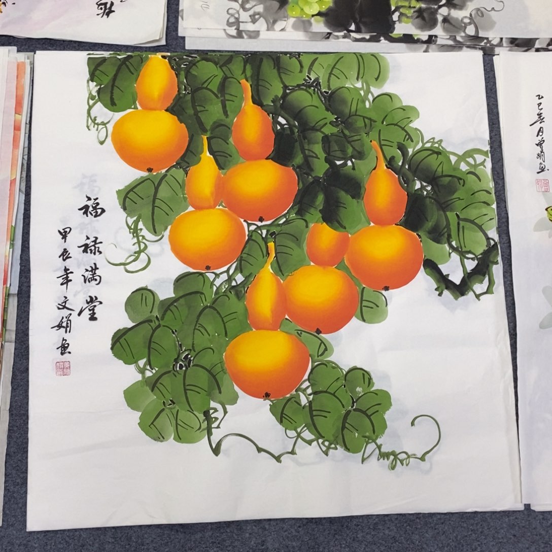 国画尺寸68✖️68手绘斗方画画