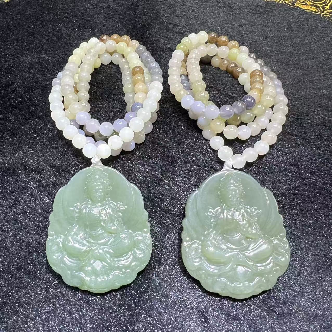 H4912高50左右-黄口和田玉观音-配珠链配盒-多样性发其一