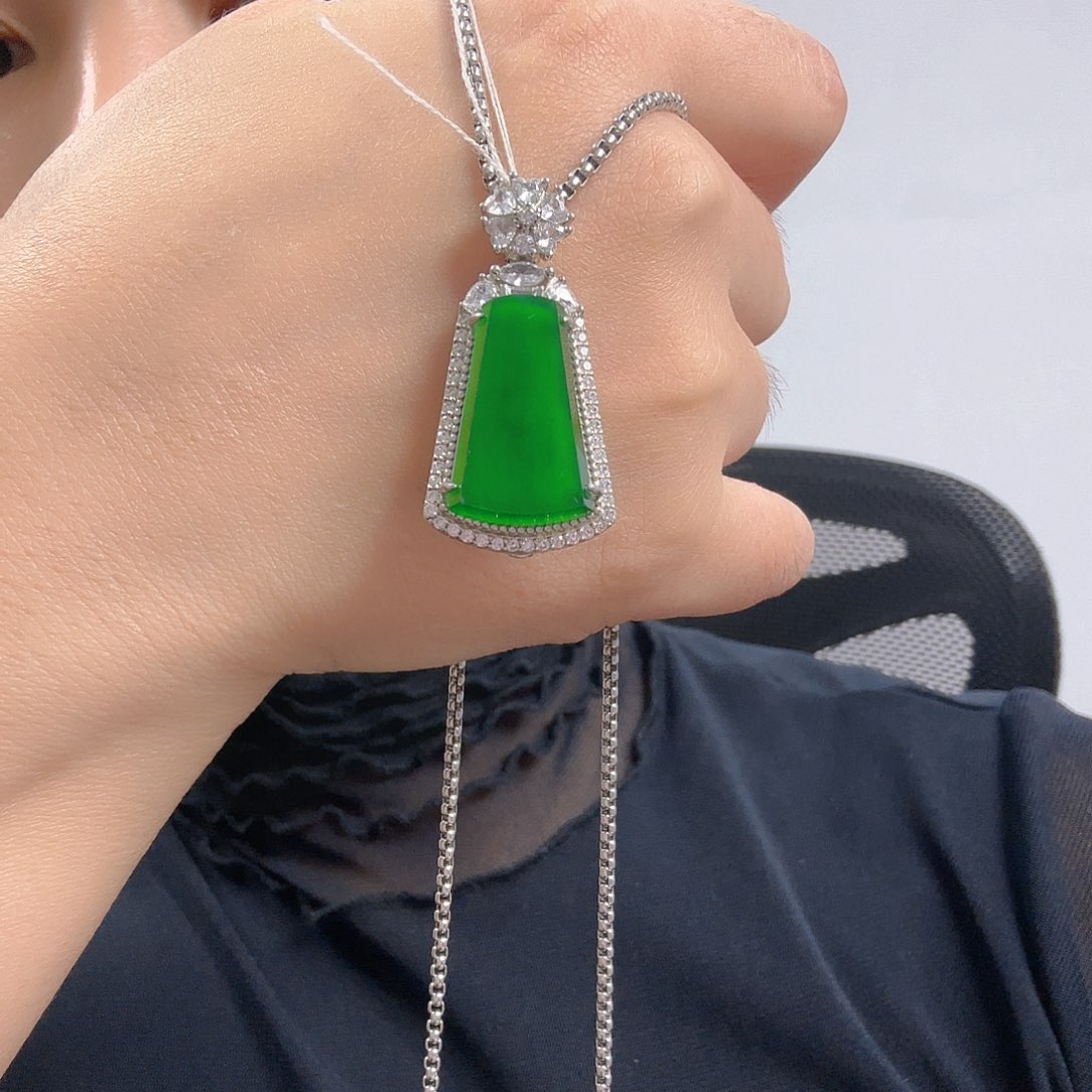 翡翠银S925镶嵌吊坠(不含链)