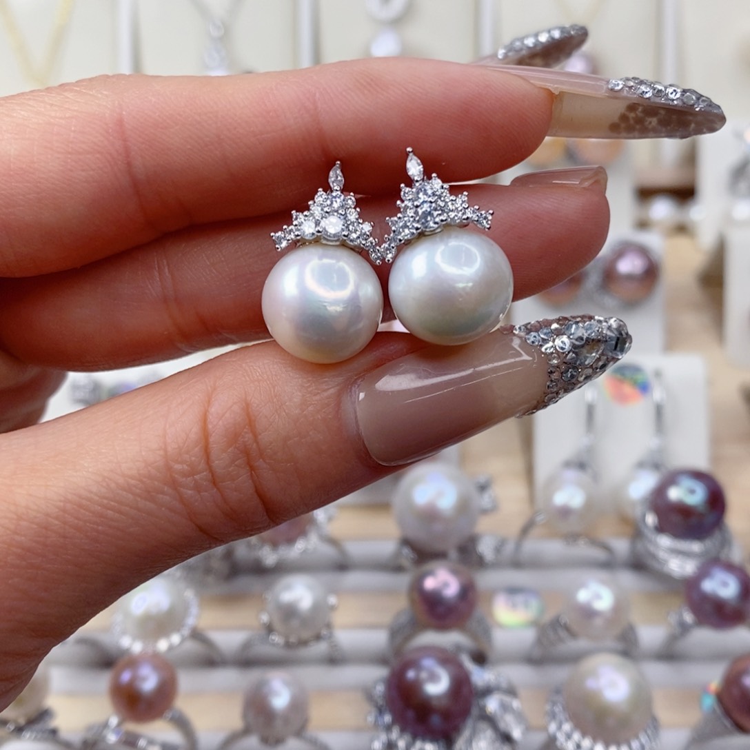 淡水珍珠耳饰合金