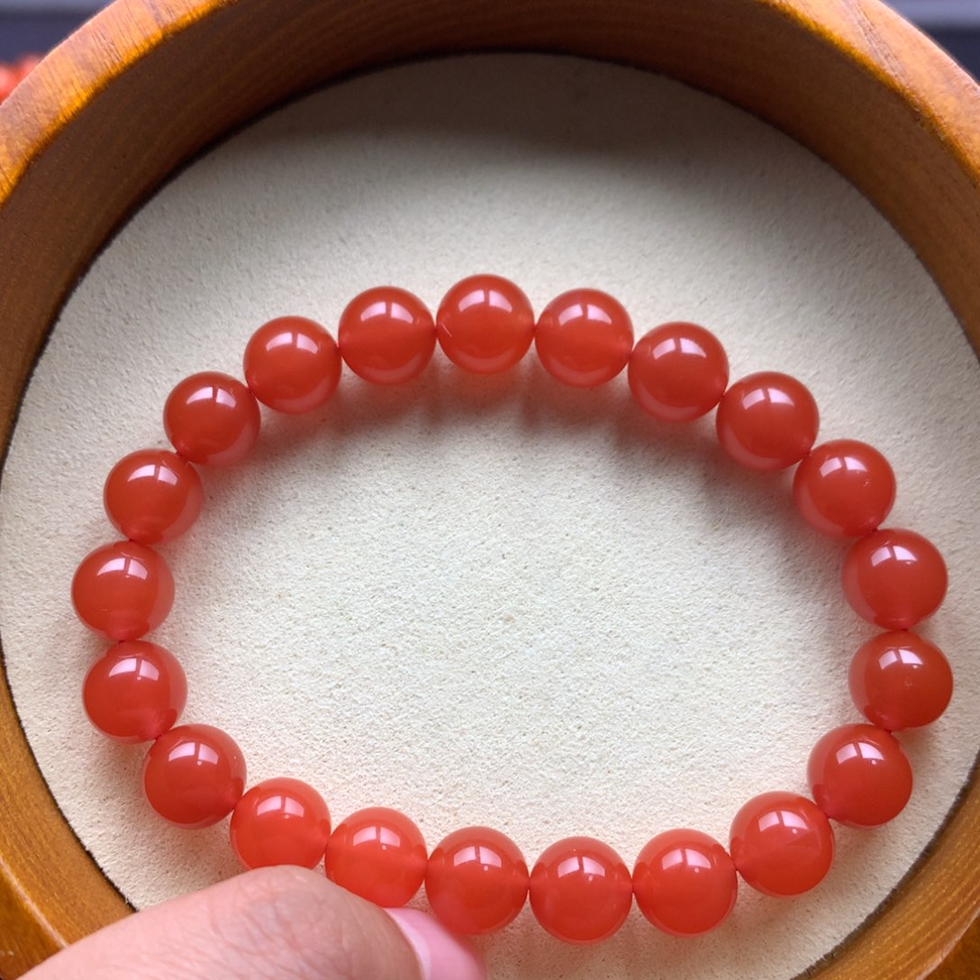 南红玛瑙未镶嵌保山天然原矿南红9mm+辣椒红圆珠