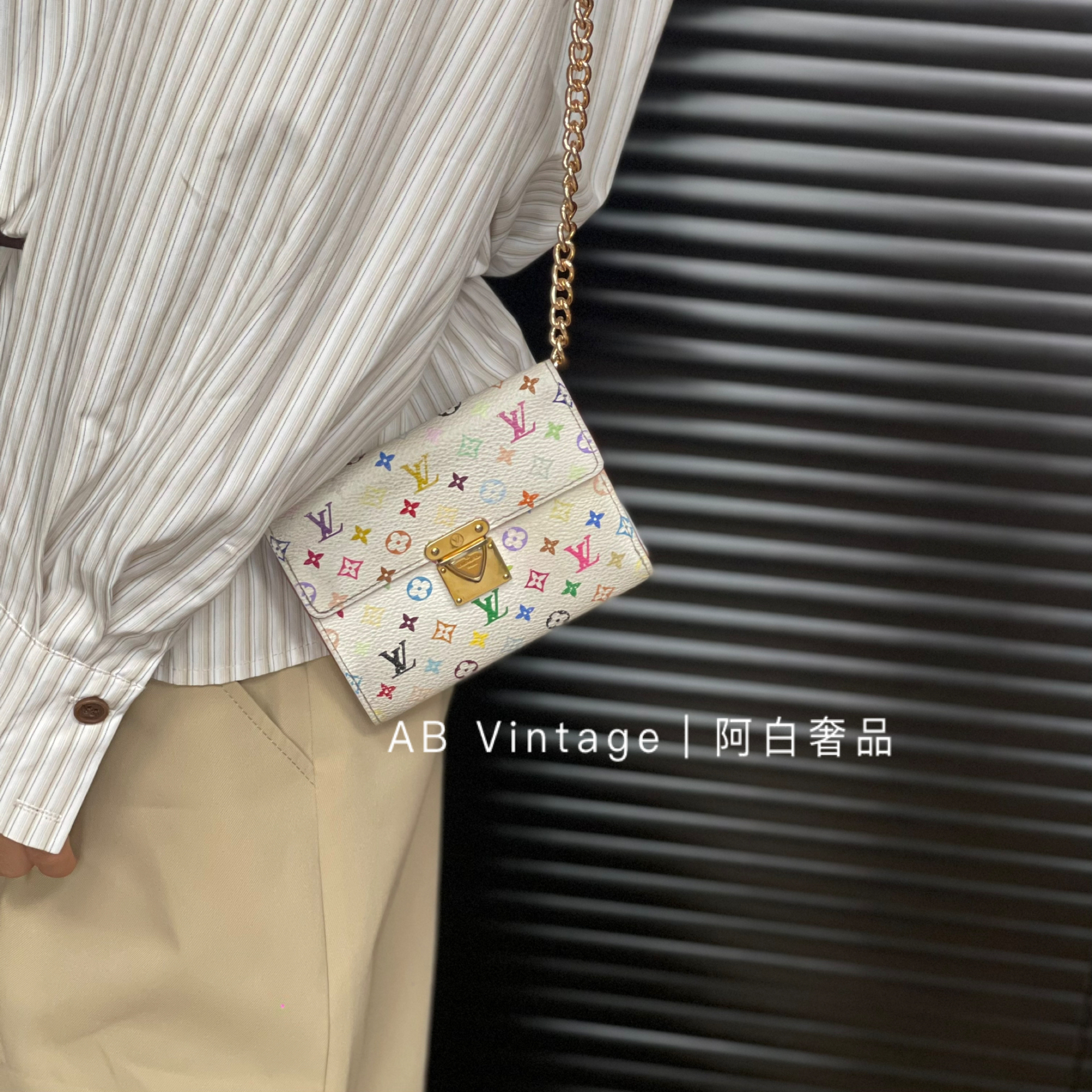 95新 LouisVuitton/路易威登 阿白奢品/LV 白三彩钱包